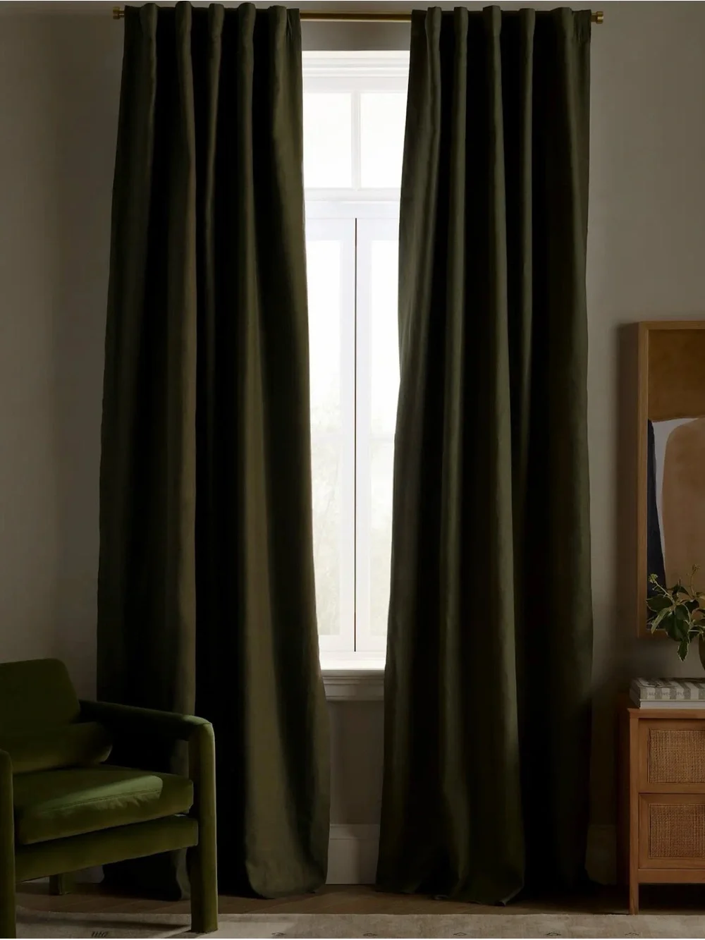 NWOT Quince 96x120 in Hunter Green Linen Blackout Drapery Panel - Retail $174